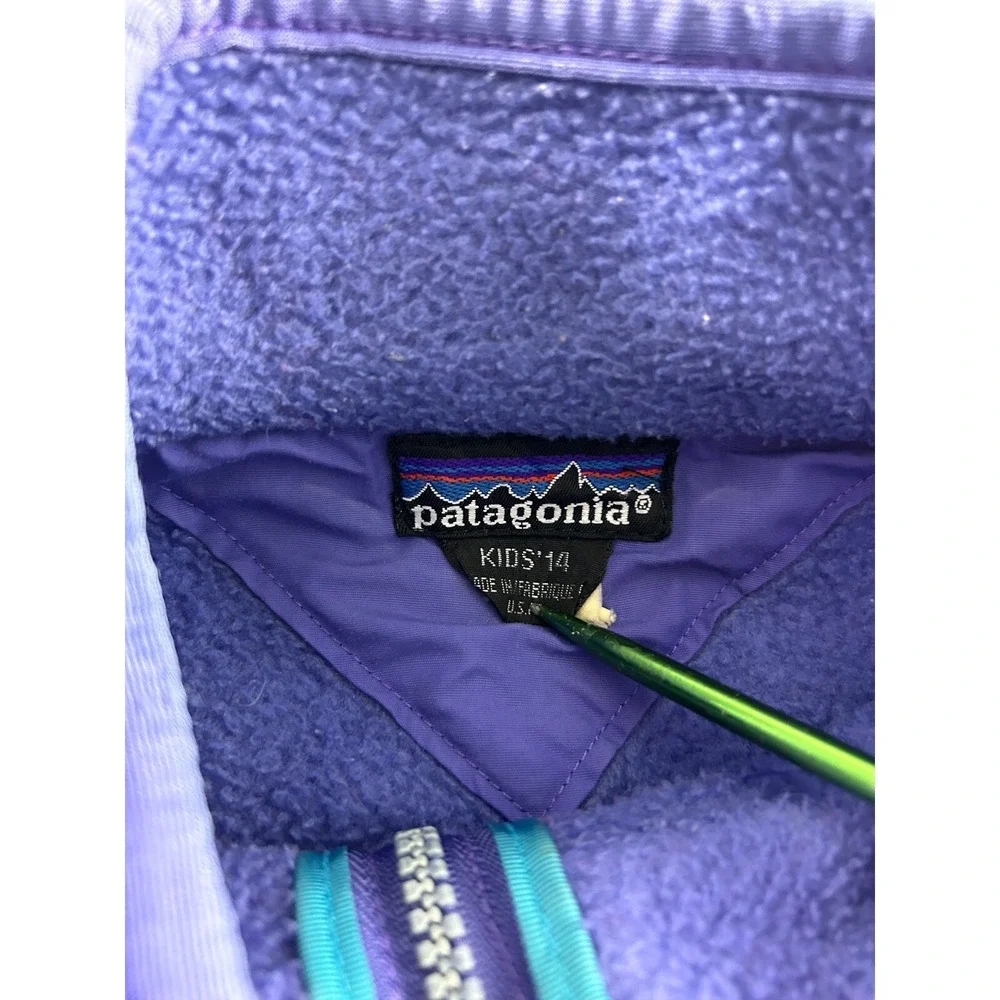 Patagonia Fleece Jacket Youth XL (14) Purple Full Zip Vintage Long Sleeve